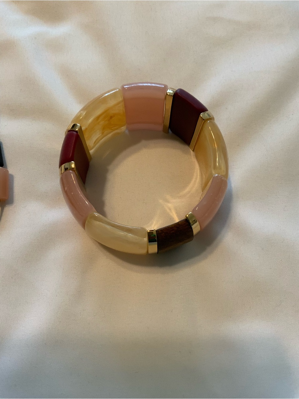 Chicos Multicolor Glass Bead Necklace and Bangle Set - Pink, Gold, Burgundy - Picture 4 of 8